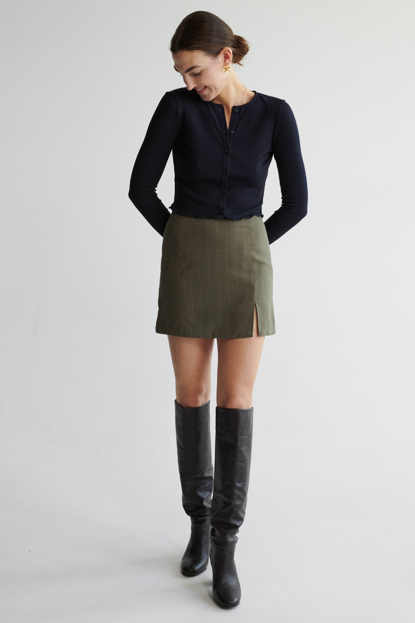 Silk shop khaki skirt