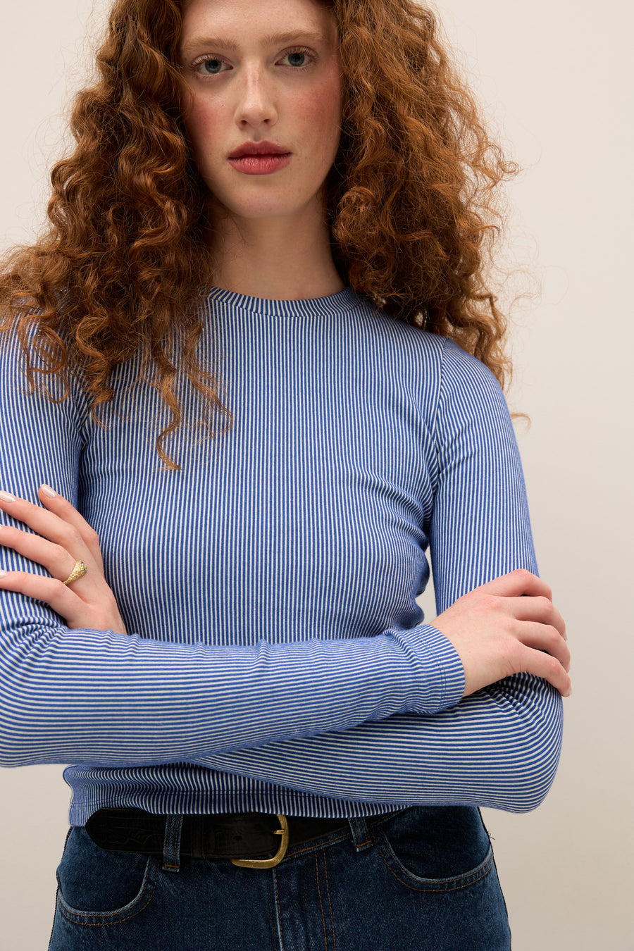 Longsleeve in cotton / 14 / 23 / blue stripes