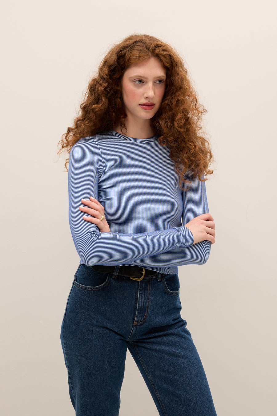 Longsleeve in cotton / 14 / 23 / blue stripes