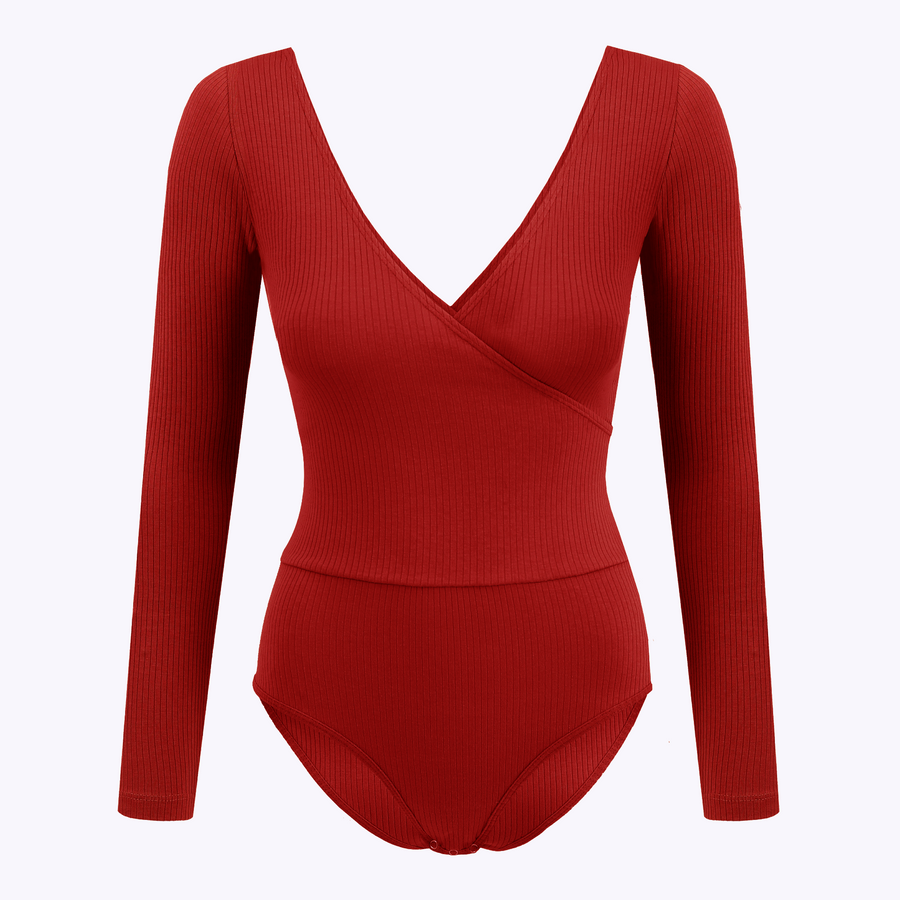 Bodysuit in organic cotton / 01 / 06 / maroon red