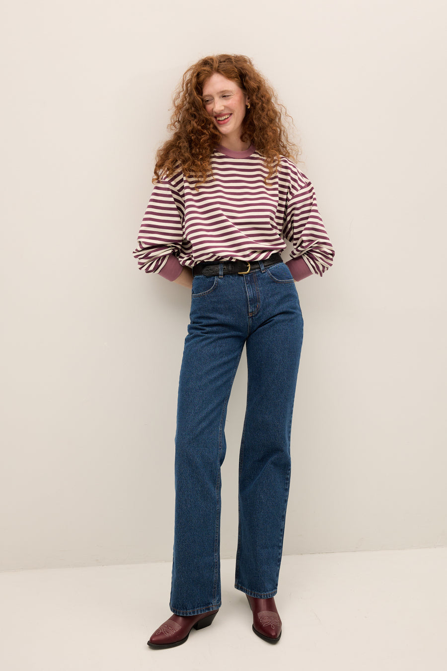 Cotton sweatshirt / 17 / 22 / purple stripes