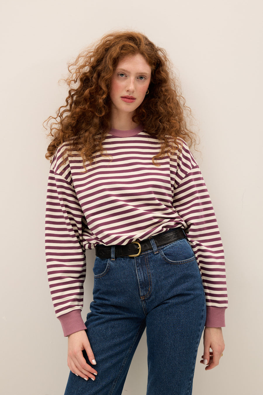 Cotton sweatshirt / 17 / 22 / purple stripes