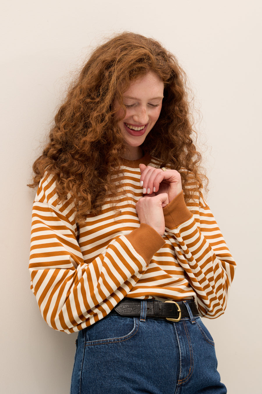 Cotton sweatshirt / 17 / 22 / orange stripes