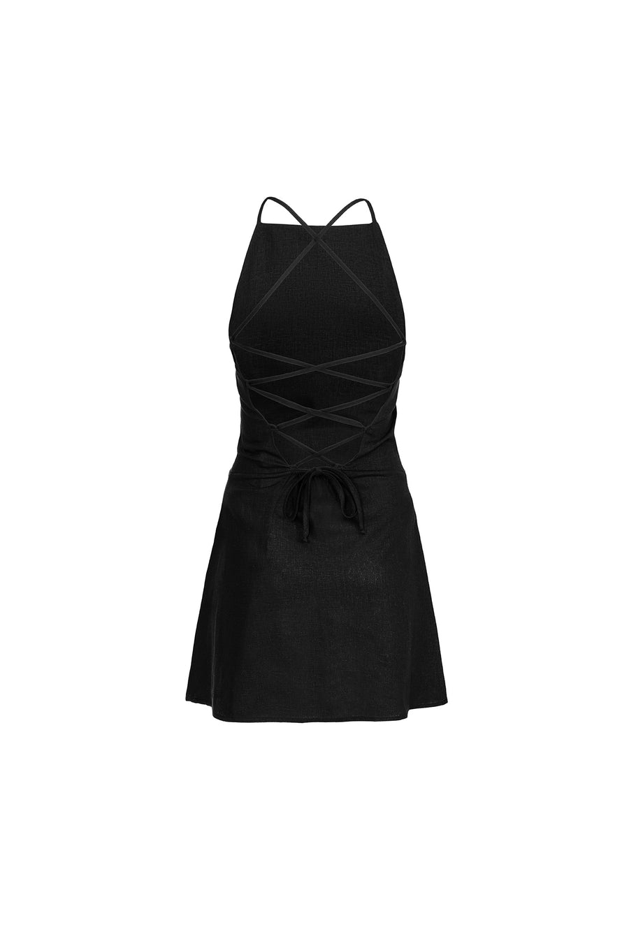 Dress in viscose & linen / 03 / 39 /  onyx black