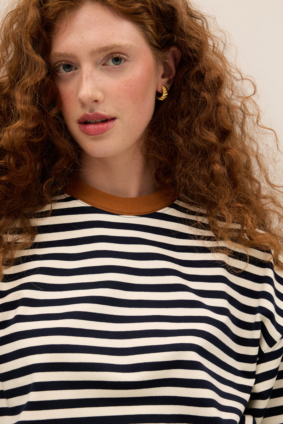 Cotton sweatshirt / 17 / 22 / breton stripes / orange