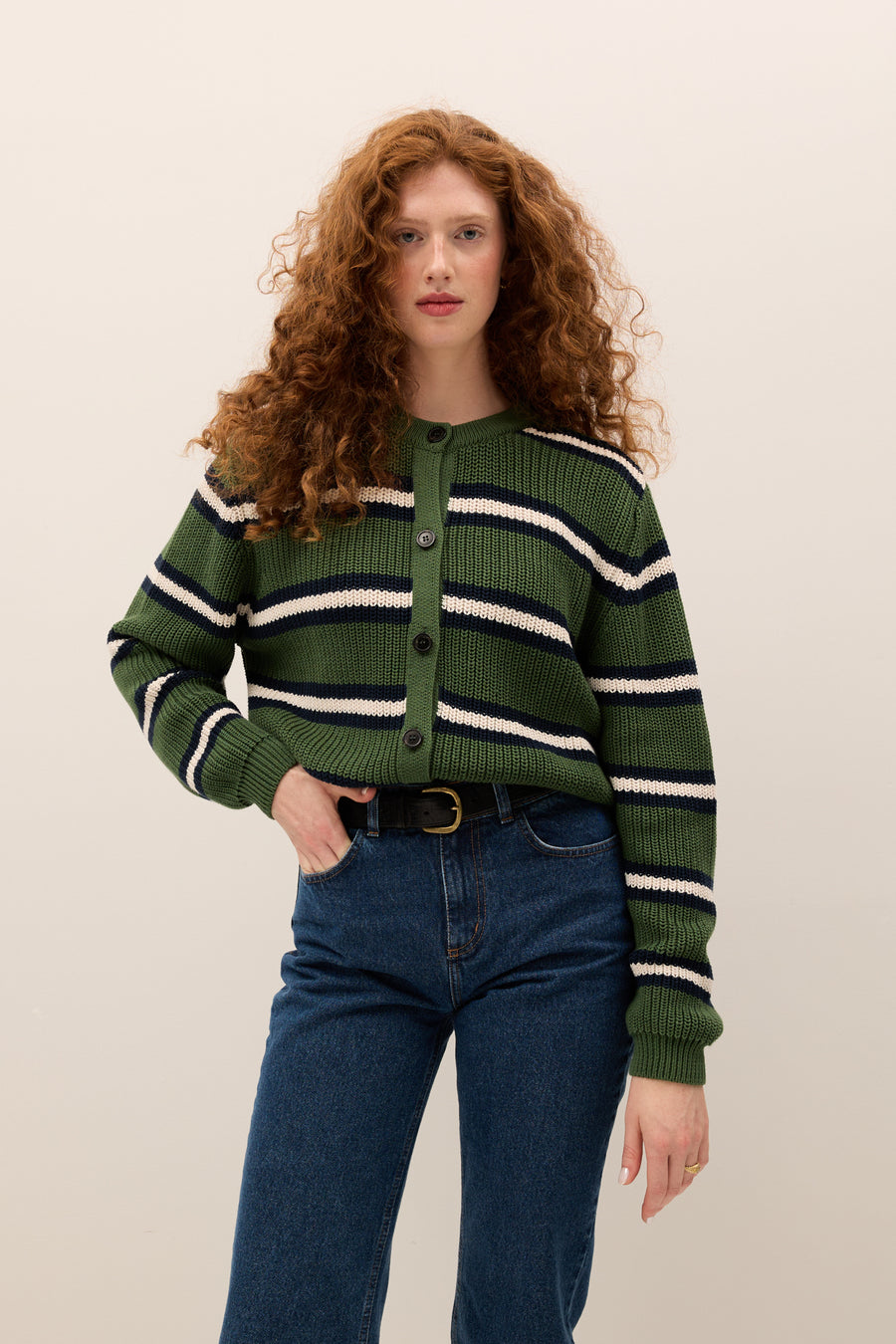 Cardigan in organic cotton / 16 / 29 / oxford stripes