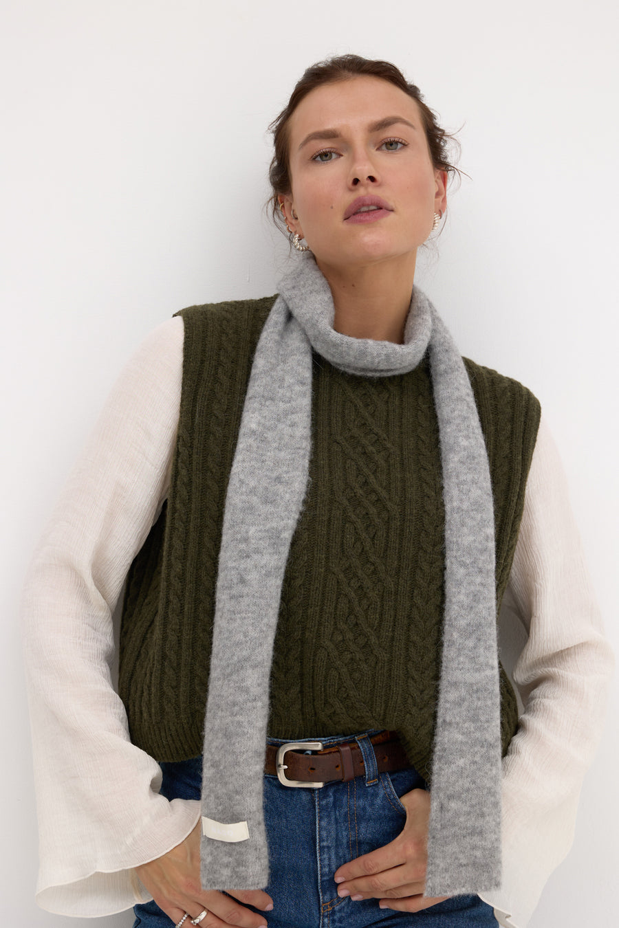 Alpaca wool-blend scarf / 21 / 26 / mist grey
