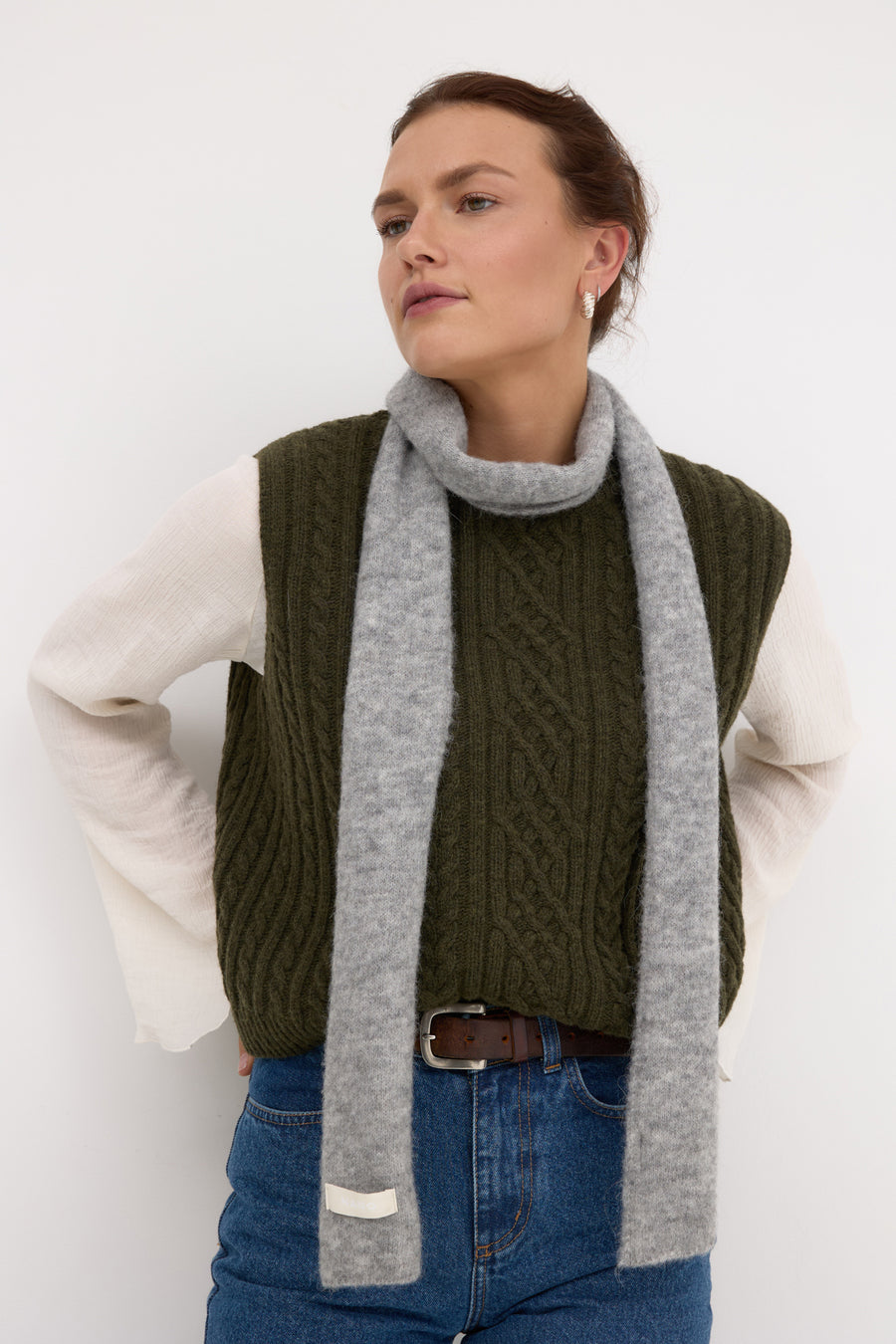 Alpaca wool-blend scarf / 21 / 26 / mist grey