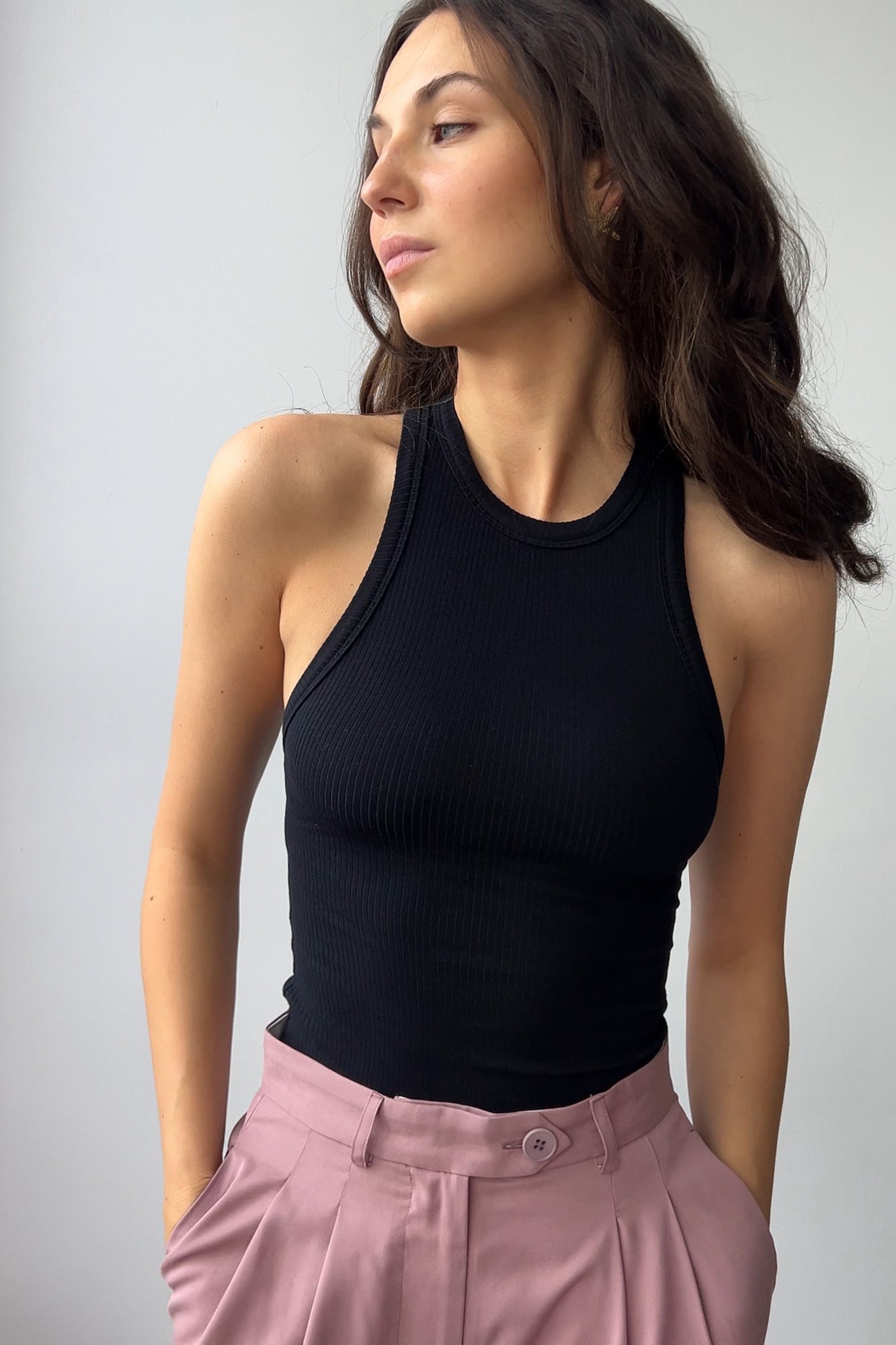 Rib top in organic cotton / 10 / 14 / onyx black