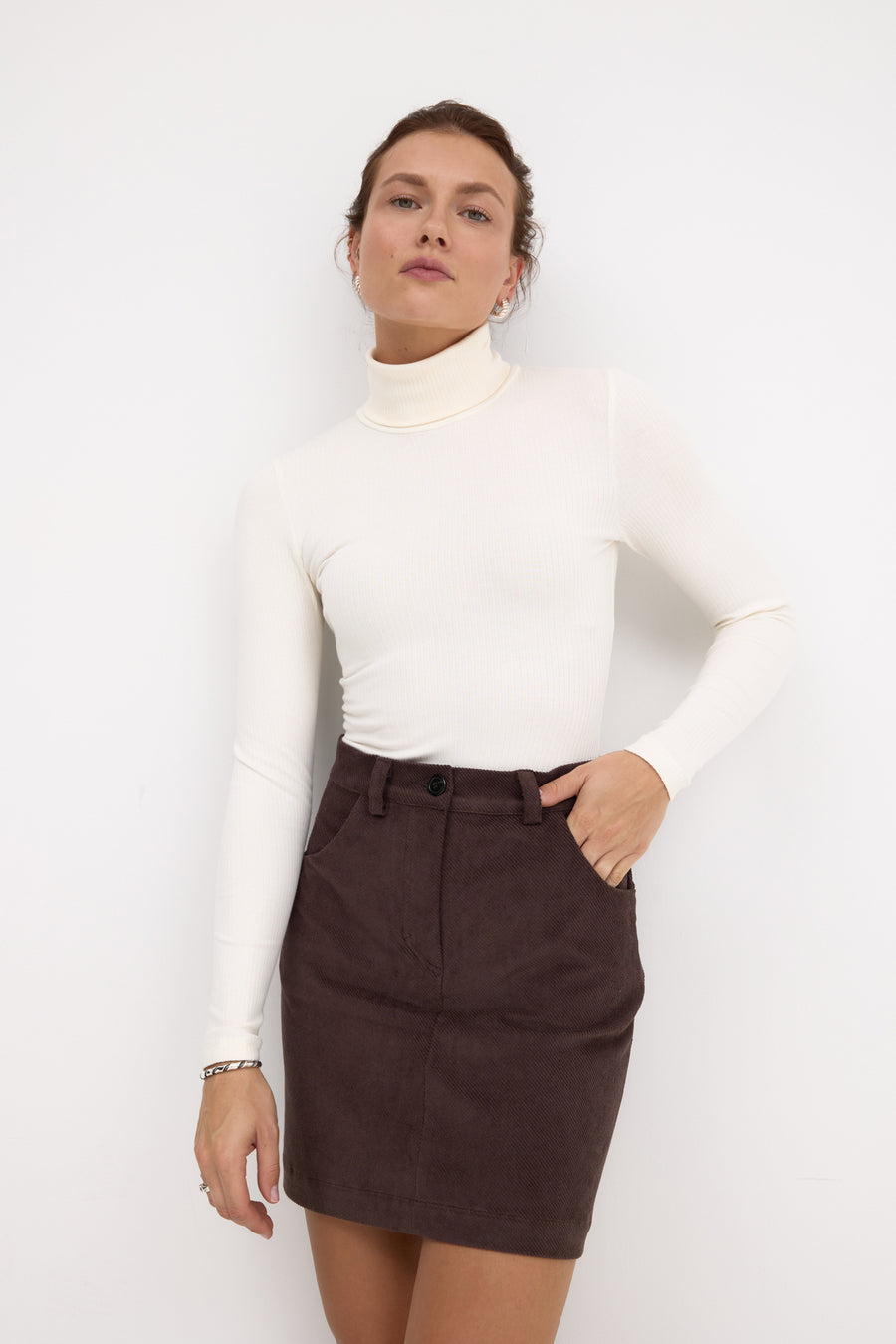 Skirt in cotton / 07 / 12 / mahogany brown