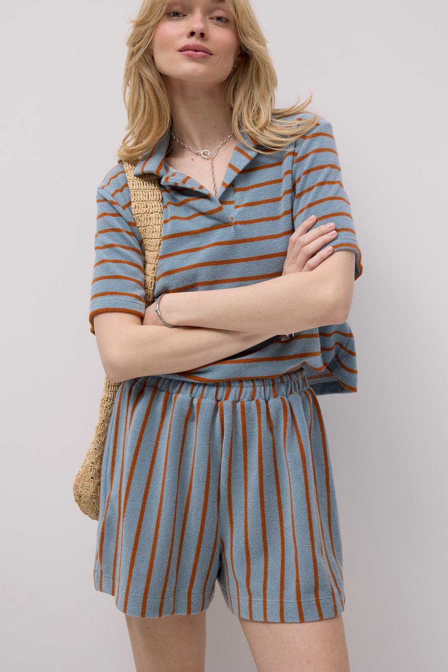 Shorts in cotton / 09 / 08 / marine stripes
