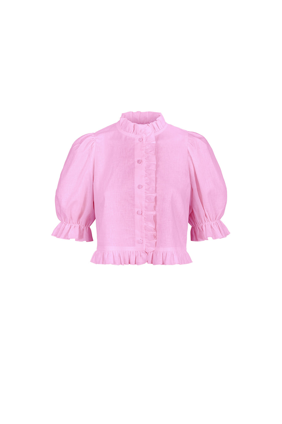 Shirt in linen & viscose / 12 / 32 / candy pink