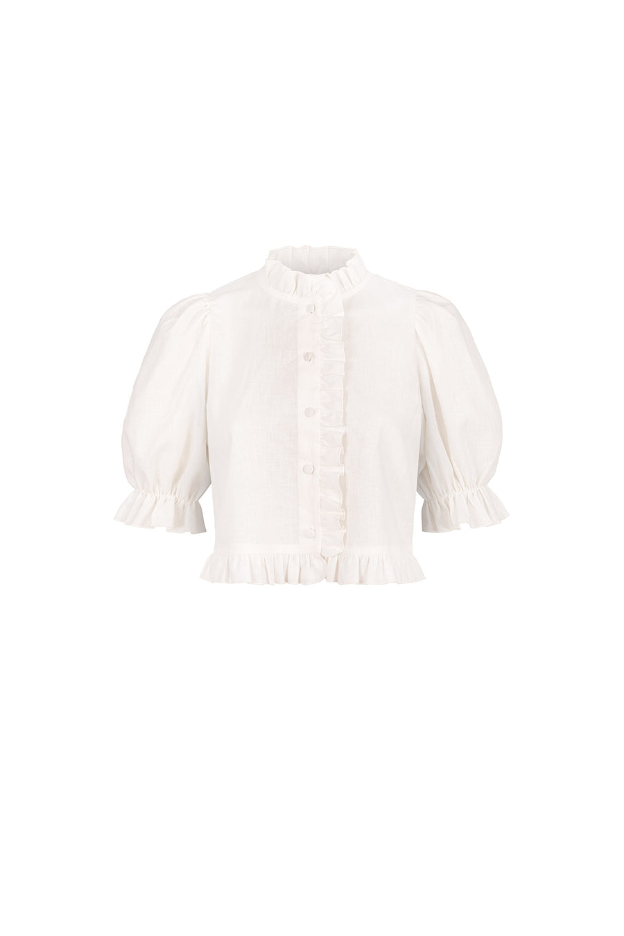 Shirt in linen & viscose / 12 / 32 / cream white