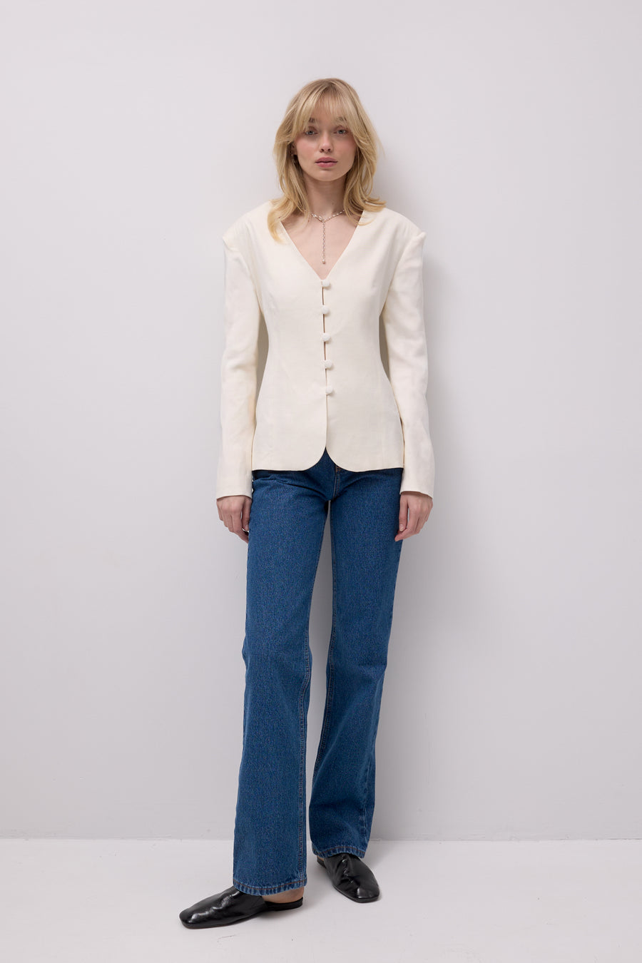 Blazer in linen / 18 / 21 / cream white