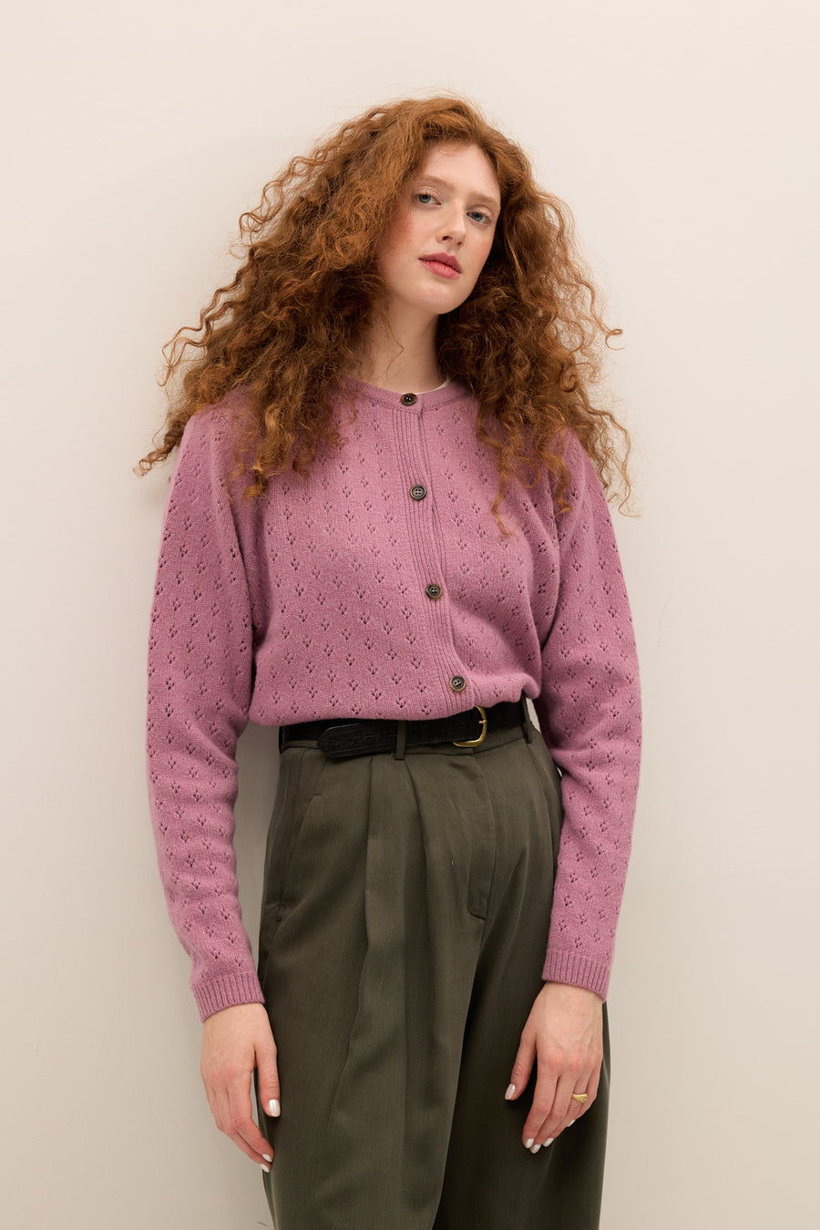 Cardigan in wool / 16 / 30 / rainy pink