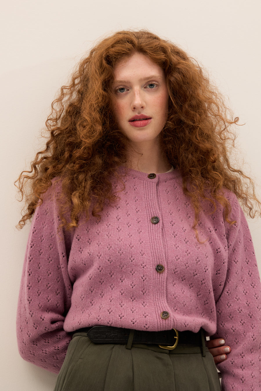 Cardigan in wool / 16 / 30 / rainy pink