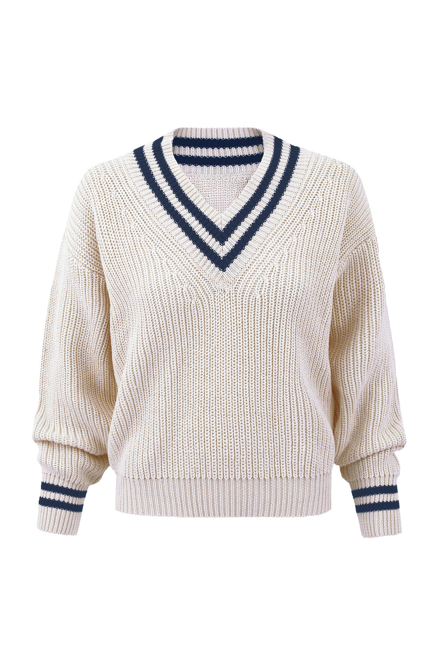 V-neck sweater in organic cotton / 16 / 11 / cream white