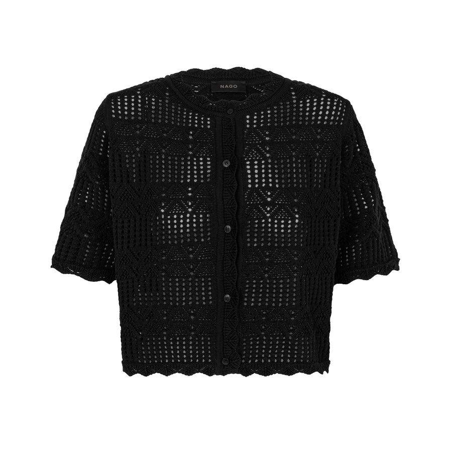 Cardigan in organic cotton / 16 / 26 / onyx black