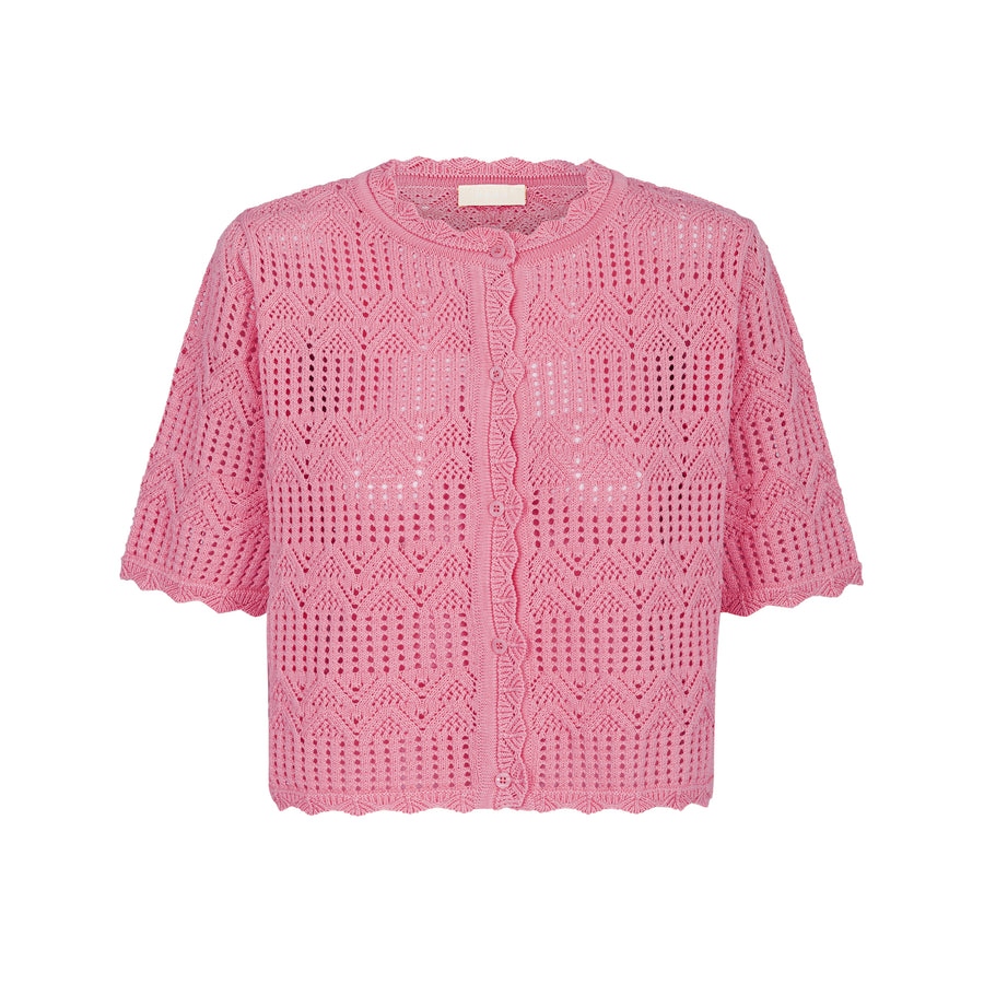Cardigan in organic cotton / 16 / 26 / raspberry pink