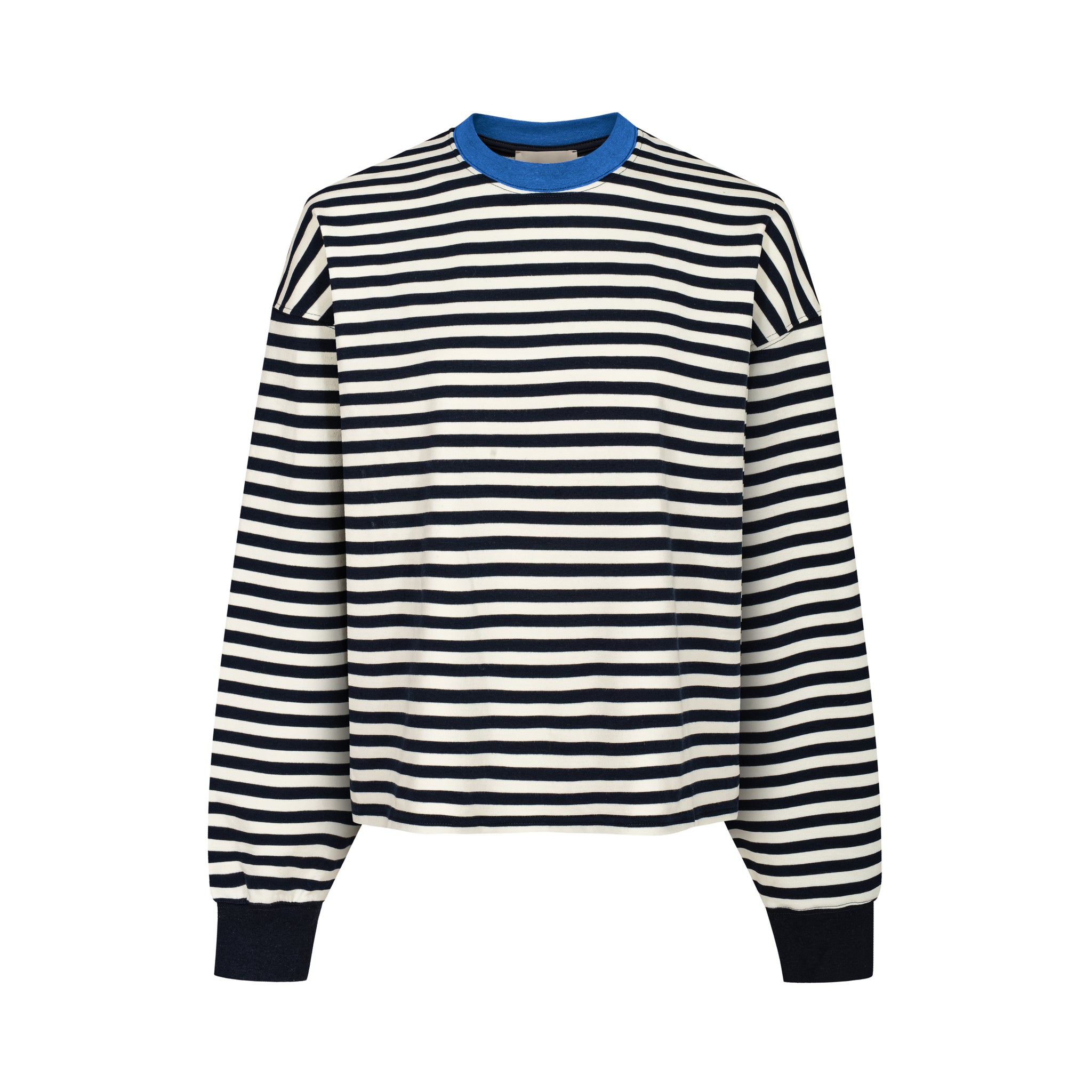 Sweatshirt in cotton / 17 / 22 / breton stripes / cobalt