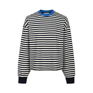 Sweatshirt in cotton / 17 / 22 / breton stripes / cobalt