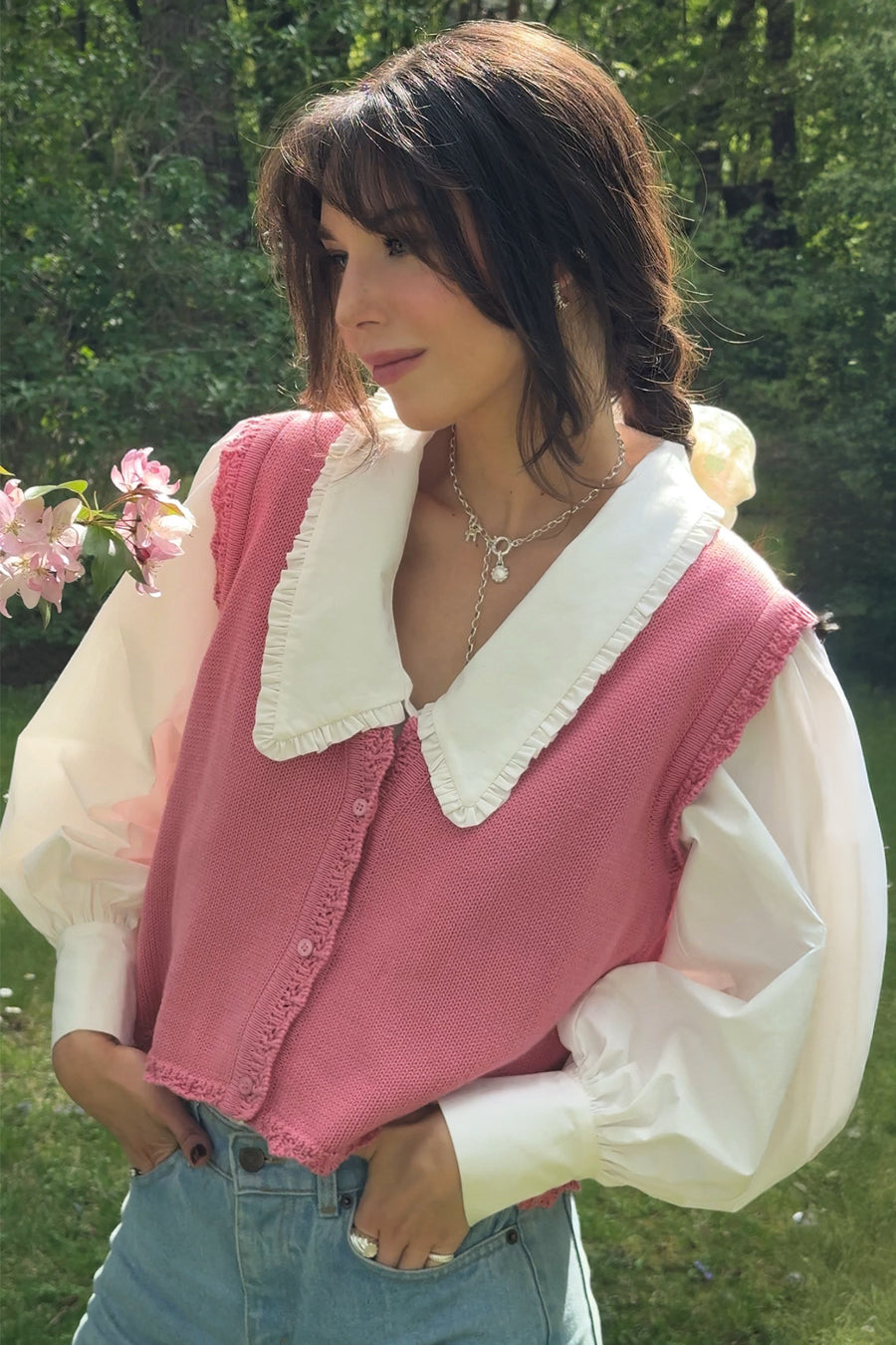 Vest in organic cotton / 22 / 01 / raspberry pink