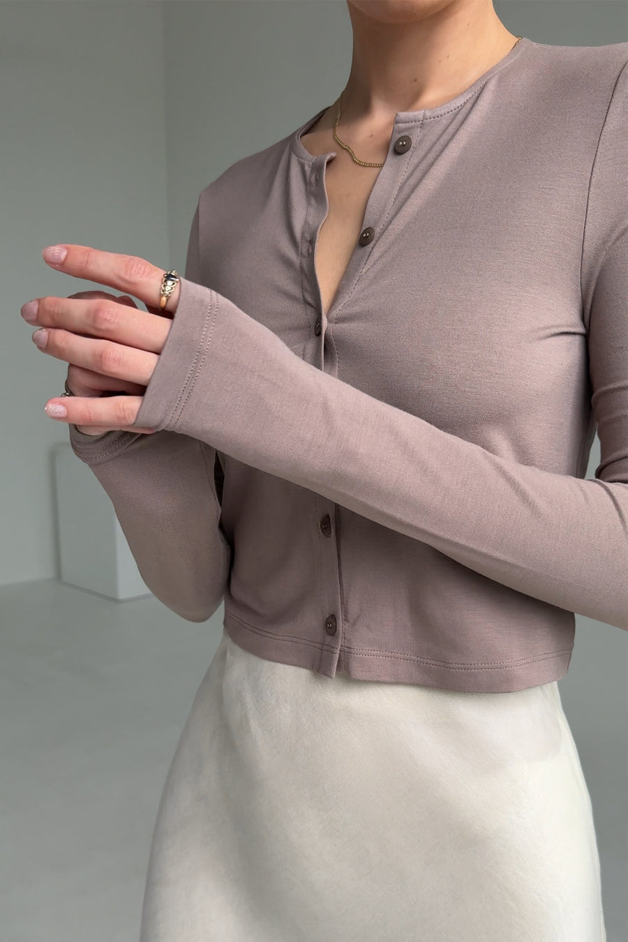 Longsleeve in viscose / 14 / 27 / mocha coffee