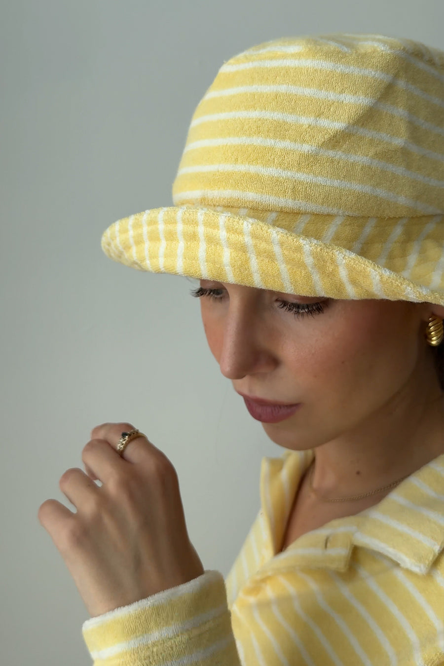 Terry cotton bucket hat / 21 / 09 / lemon stripes