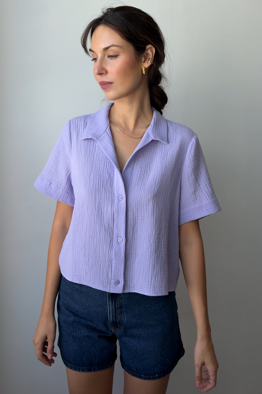 Shirt in cotton muslin / 12 / 01 / vibrant lilac