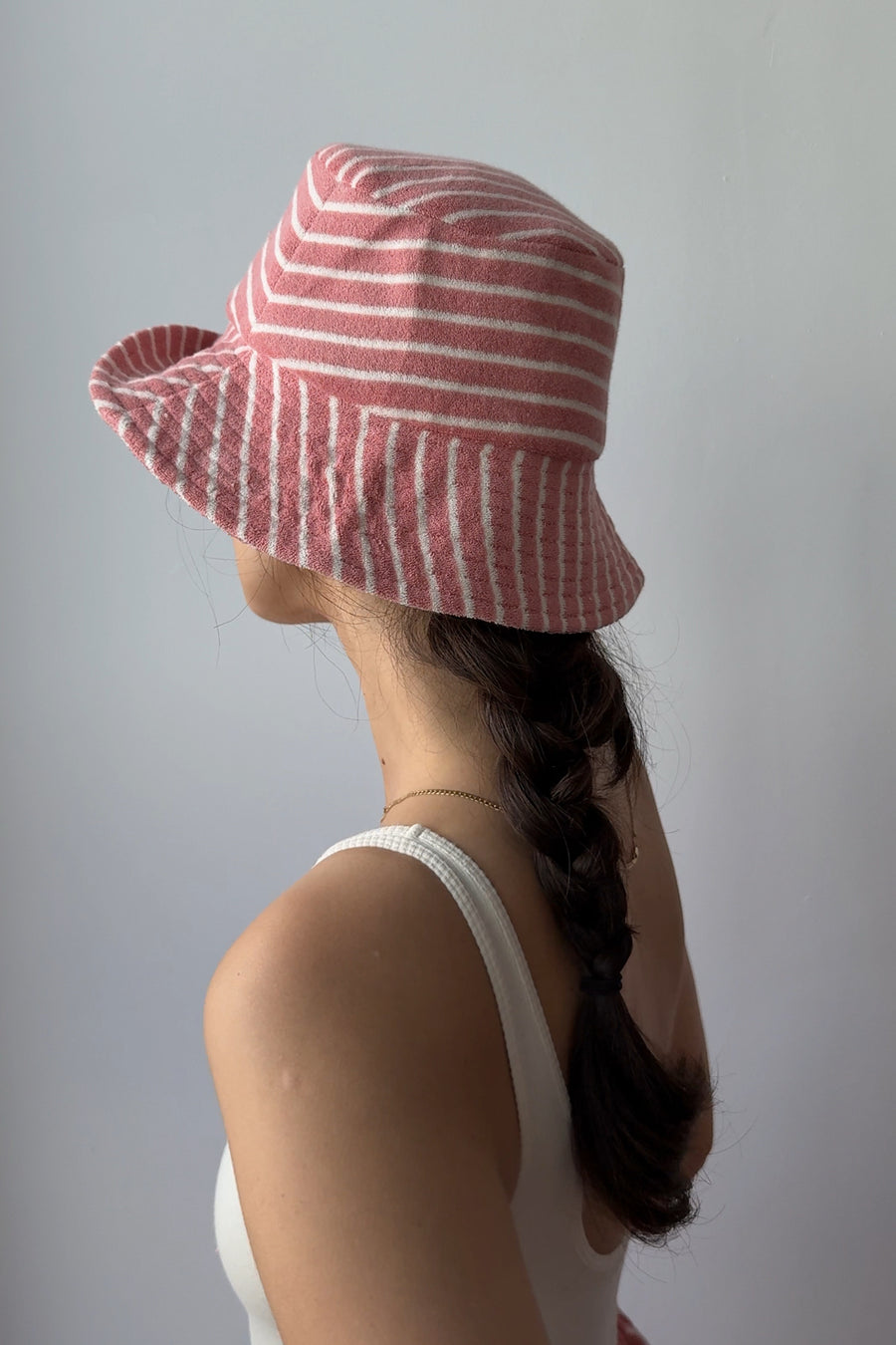 Terry cotton bucket hat / 21 / 09 / coral stripes