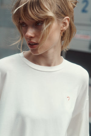 T-shirt in viscose / 13 / 26 / pearl white / shrimp