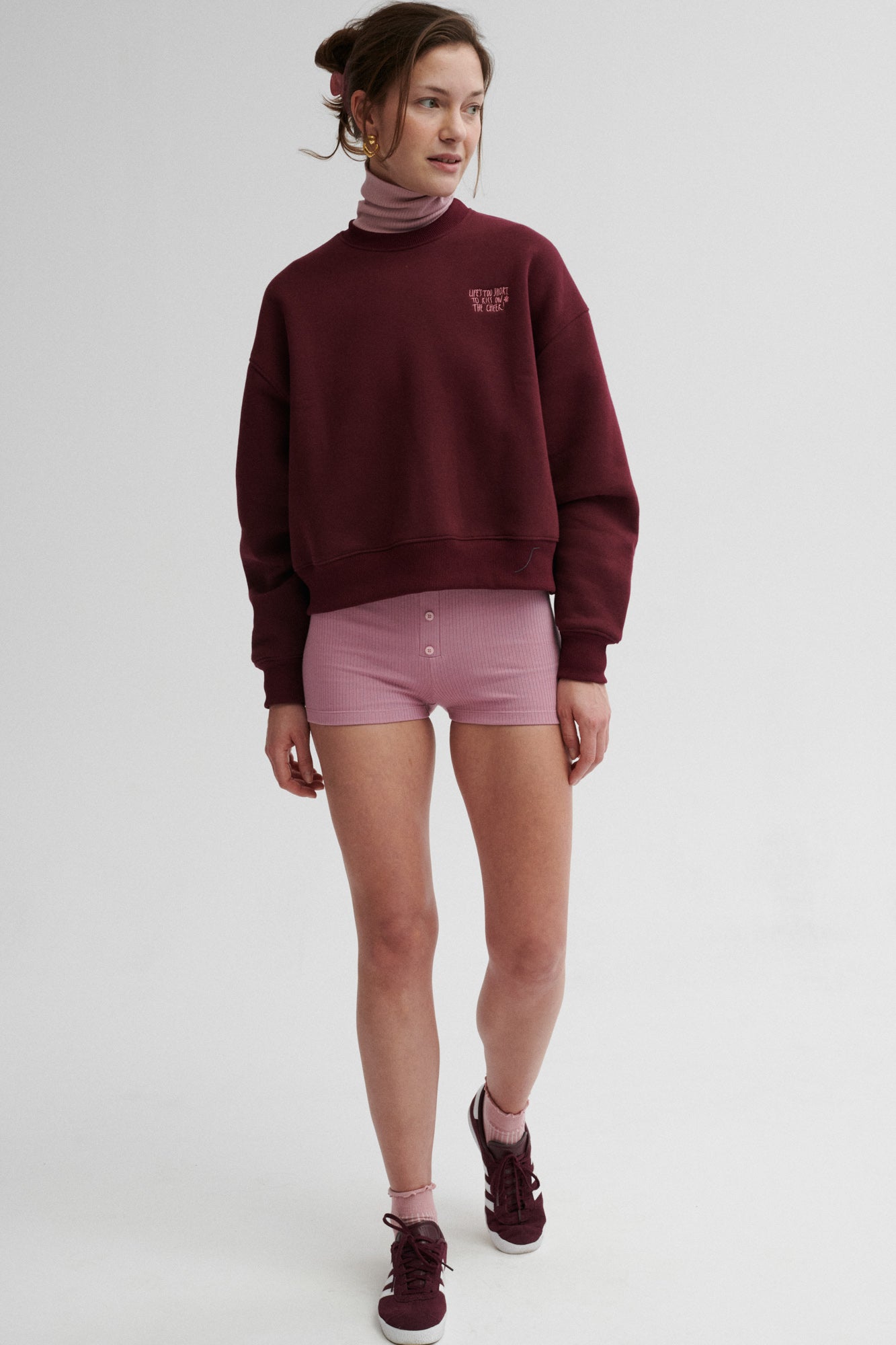 Sweatshirt in cotton / 17 / 17 / merlot red / embroidery
