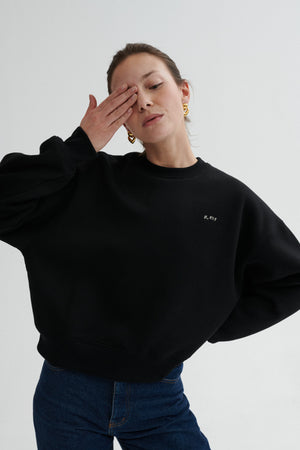 Sweatshirt in cotton / 17 / 17 / onyx black / embroidery
