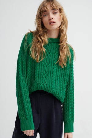 Sweater in organic cotton / 16 / 14 / emerald green