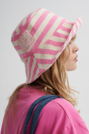 Terry cotton bucket hat / 21 / 09 / pink stripes