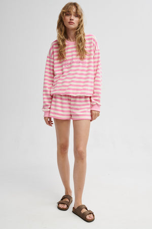 Shorts in terry cotton / 09 / 13 / pink stripes