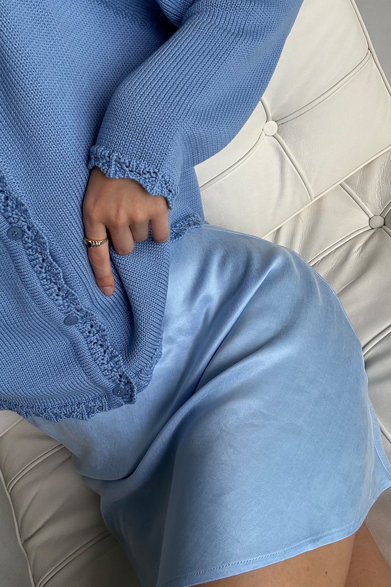 Skirt in viscose & lyocell blend / 07 / 16 / sky blue