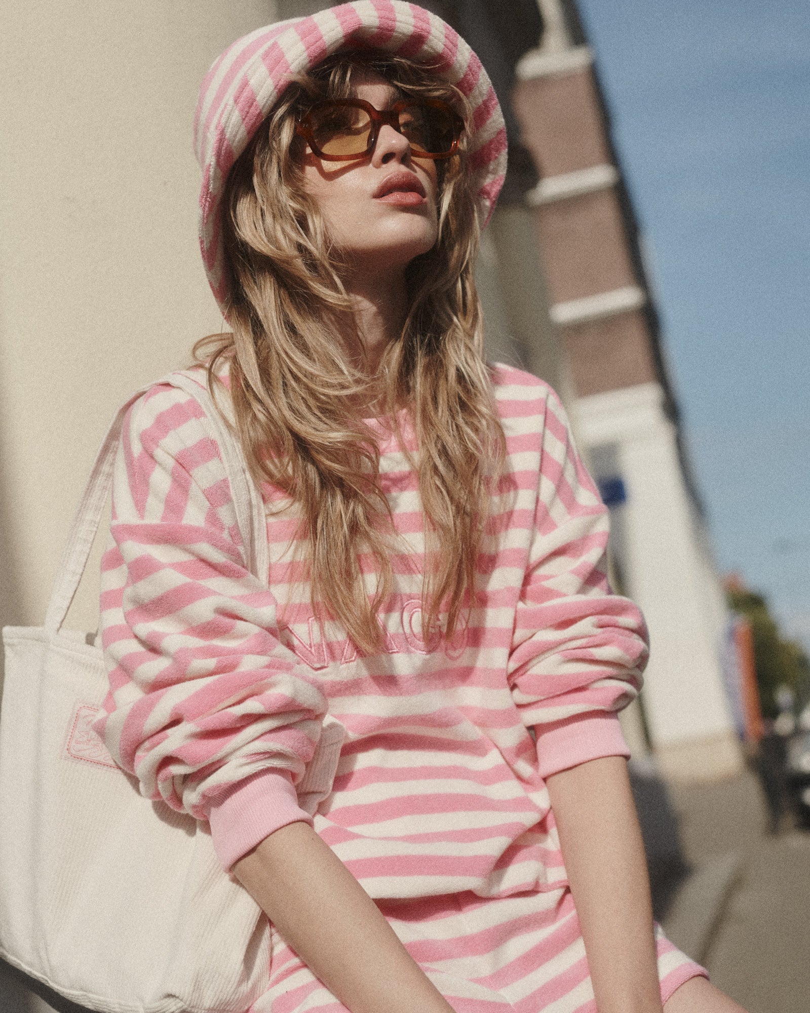 Terry cotton bucket hat / 21 / 09 / pink stripes