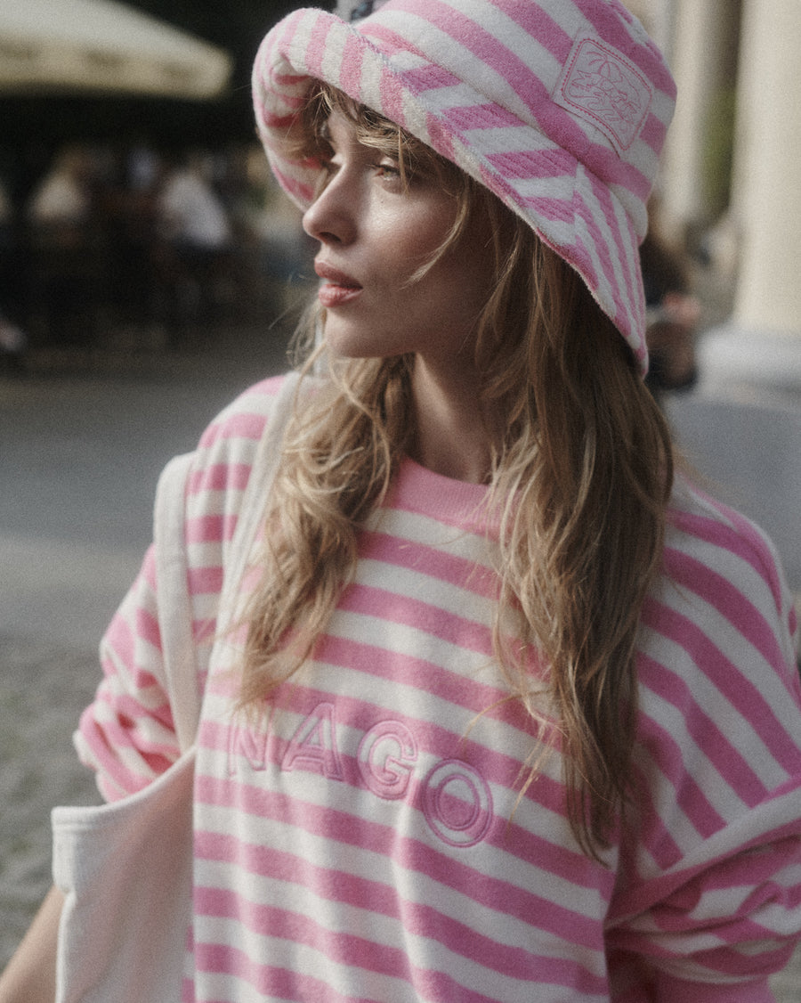 Sweatshirt in terry cotton / 17 / 20 / pink stripes