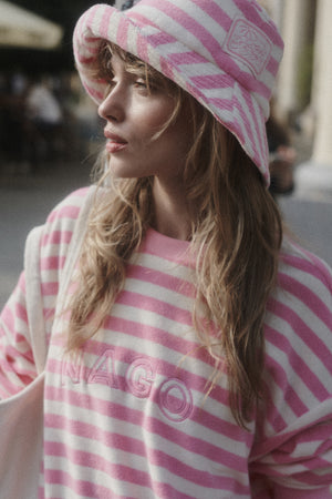 Terry cotton bucket hat / 21 / 09 / pink stripes