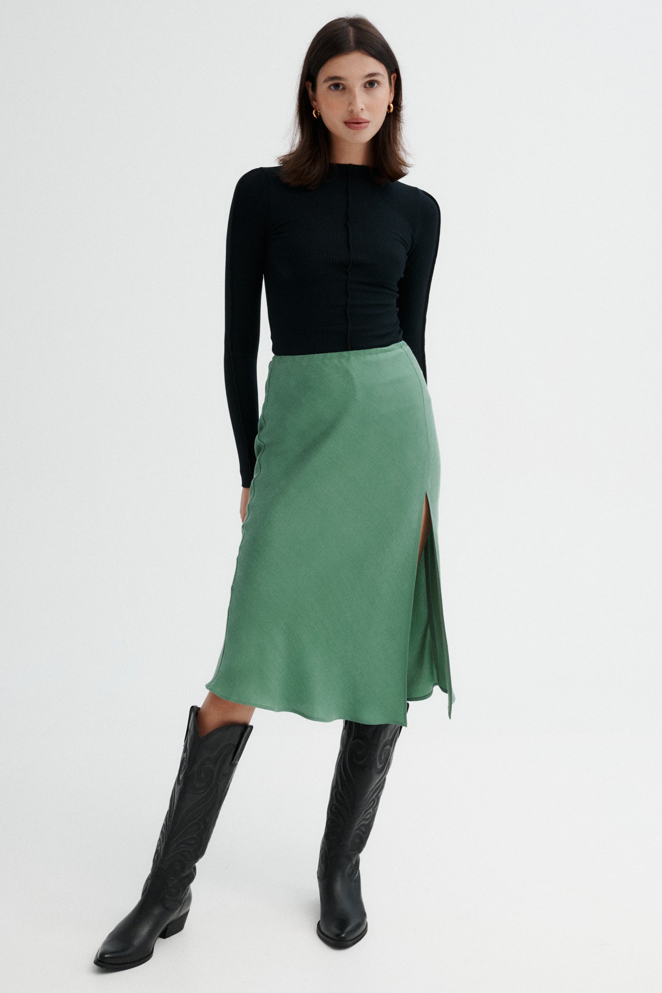 Viscose & Lyocell blend skirt / 07 / 10 / mint