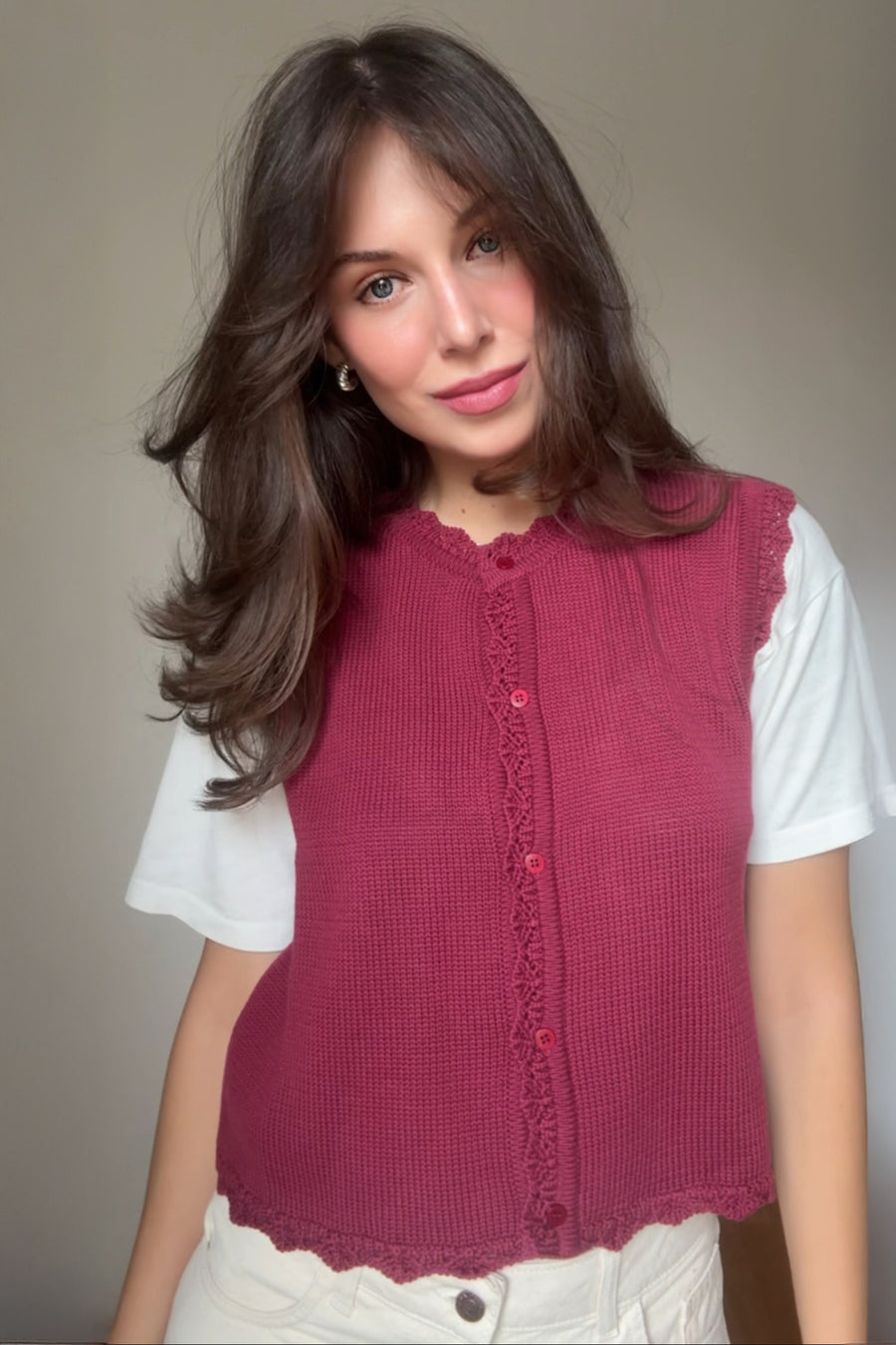 Vest in organic cotton / 22 / 01 / dark raspberry