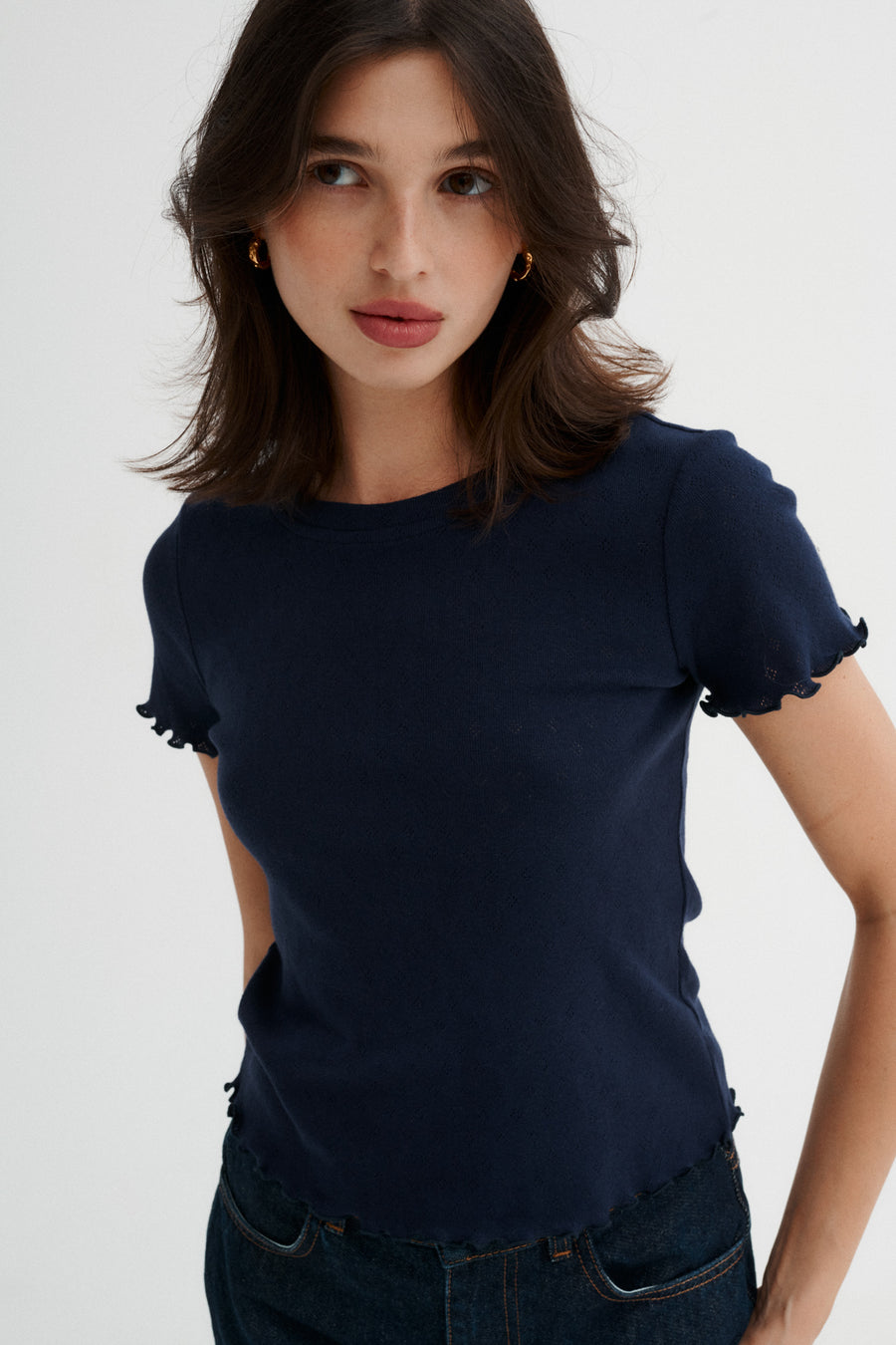 T-shirt in pointelle cotton / 13 / 25 / night blue