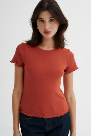 T-shirt in pointelle cotton / 13 / 25 / brique