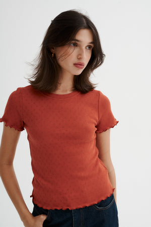 T-shirt in pointelle cotton / 13 / 25 / brique