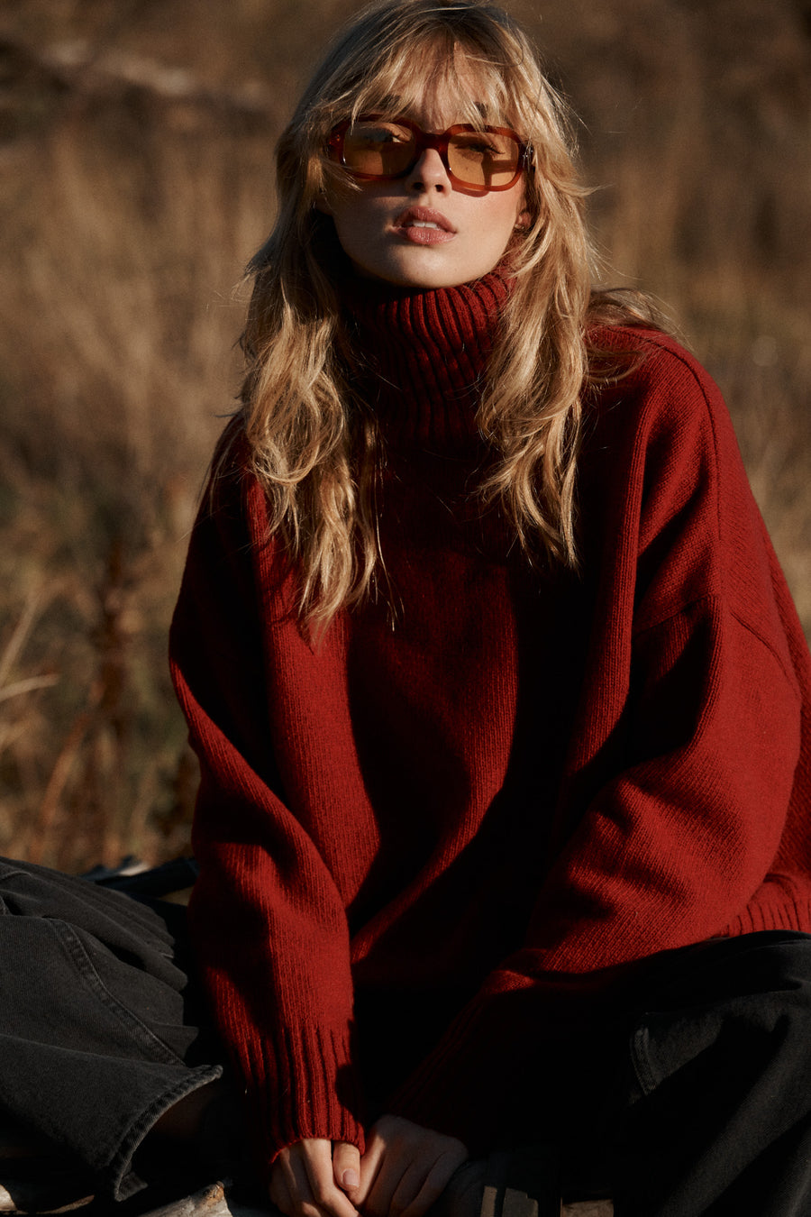 Turtleneck in wool / 16 / 16 / cranberry red