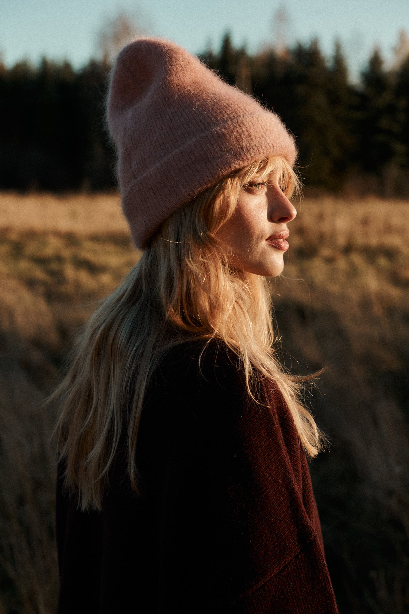 Beanie in mohair & alpaca blend / 21 / 15 / cherry blossom