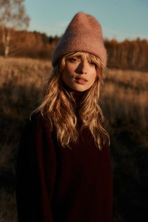 Beanie in mohair & alpaca blend / 21 / 15 / cherry blossom