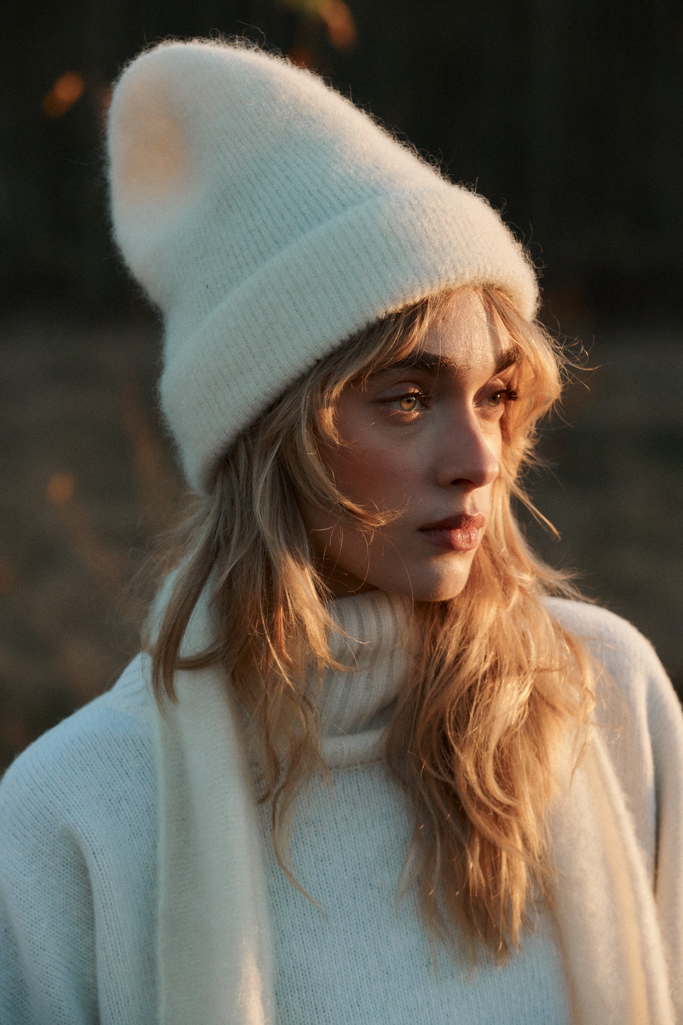 Beanie in mohair & alpaca blend / 21 / 15 / cream white