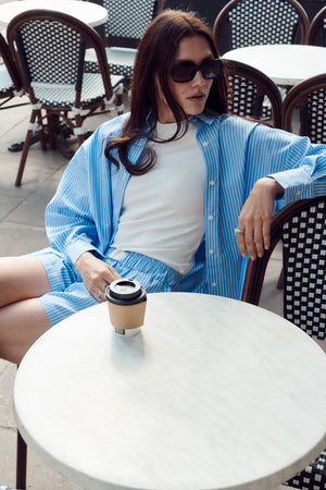 Shirt in cotton / 12 / 16 / blue stripes